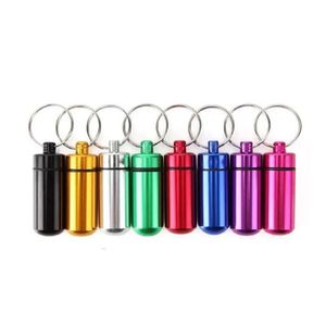 Storage Boxes & Bins 17X48Mm Aluminum Alloy Boxes Metal Waterproof Pill Box Case Keyring Key Chain Ring Medicine Storage Organizer Bot Dhp0M