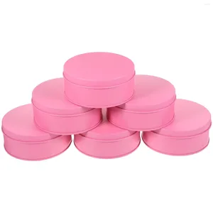 Storage Bottles 6 Pcs Large Tinplate Cookie Candy Gift Packaging Box Metal 6pcs (pink) Caards Cookies Containers Reusable Tins