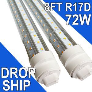 8ft R17D LED tüp ışığı, F96T12 HO 8 ayak LED ampuller, 96 '' 8ft LED dükkan ışığı T8 T12 floresan ampuller, 100-277V giriş, 7200lm, soğuk beyaz 6000K usastock