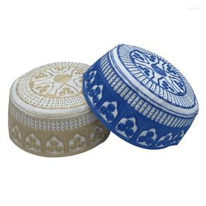 Abbigliamento etnico 2024 Uomini musulmani Cappelli di preghiera Ricamo in cotone Arabia Saudita Cappello islamico Maschile Kippah Homme Berretto ebraico Foulard