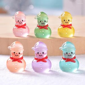 Decorative Figurines 10-50PCS Mini Luminous Resin Christmas Snowman Ornament Glow In The Dark Miniature Figure Tiny DIY Dollhouse Decoration