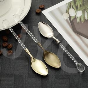 Coffee Scoops Piece Creative Crystal Dinnerware Mixing Spoon Transparent Handle Dessert Table Decoration