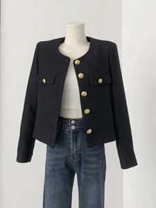 Wysokiej jakości mody mały pachowy płaszcz Tweed Kurtka Korean Elegant Coats Spring French Vintage Opiek wierzchniej Top 240201