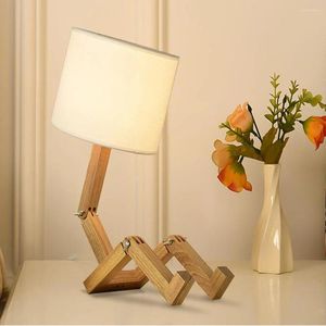 Bordslampor Creative Solid Wood Robot 12w Desk Lamp Fashion Bedroom Study LED Night Light For Desktop Bedside Decoration Reading