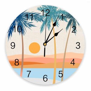 Wall Clocks Abstract Sun Coconut Tree Bohemian Summer Printed Clock Modern Silent Living Room Home Decor Hanging Watch