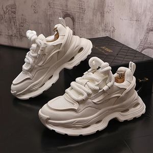 British Designer Lace-Up Wedding Dress Party Shoes Spring Autumn Breattable White Casual Sneakers Round Toe Tjock Bottom Driving Walking Loafers