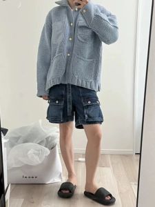 豪華なブランドSACAI WOVEN TICKWOOLルーズセーター長いニットセーターソリッド女性高品質のニットセーターコート