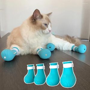 Dog Apparel Silicone Anti-biting Cat Shoes Boots Bath Washing Claw Cover Foot Covers Pet Paw Protector Adjustable Anti-Scratch