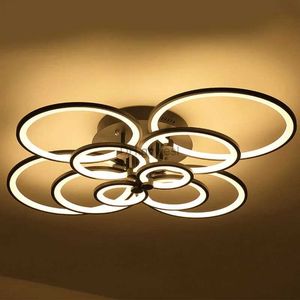 Pendant Lamps Modern New Dimmable Led Ceiling Lamp for Living Dining Room Bedroom House Lighting Fixture 4/6/8/10 Rings Suspension Light YQ240201