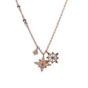 Swarovski Necklace Designer Women Original Quality Necklaces Template Octagonal Necklace Female Element Crystal Snowflake Collar Chain
