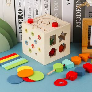 Baby Montessori Education Math Toy Woode Mini Circles Bead Wire Maze Roller Coaster Abacus Puzzle Toys for Kids Boy Girl Gift 240129