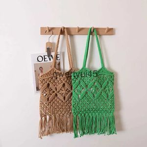 Axelväskor Soulder Coon Tread Woven Ny Out Lollow Out Womens Bag Nice Tassel Grass Vacation Style Beach2421