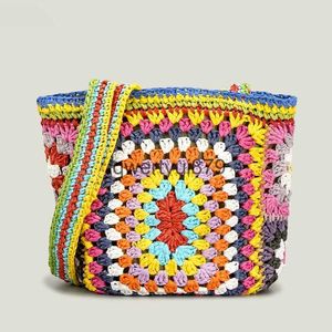 Bolsas de ombro Bolsas Boemian Crocet Soulder Bolsa para Mulheres Paisley Palha Crossbody andmade Tecido Verão Beac Pequena Tote Bali Bolsas 2022 SaCH2421