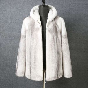 Fur Mink All Designer in One Cross Real Coat Skin Mens Short Trend Hooded Jacket Whole X7ND