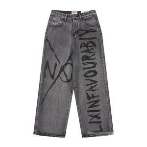 Jeans da uomo Streetwear Y2k Hip Hop Stampa grafica Pantaloni larghi neri vintage Uomo Donna Pantaloni a gamba larga a vita alta Winter01 626 11