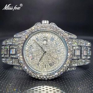 Relogio Masculino Luxury Miss Ice Out Diamond Watch多機能日付の日付調整カレンダークォーツ時計