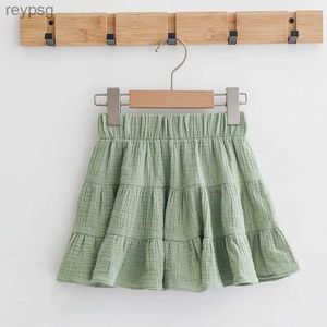 Skirts 100% Cotton Girls Ruffle Skirt 2022 Summer New Toddler Baby Girl Casual Solid Sweet And Cute Childrens Mini Skirts TZ69 YQ240201