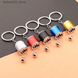 Keychains Lanyards Creative car speed gearbox metal keychain pendant Transmission lever Manual shift lever automatic key chain Car styling parts Q240201