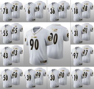 Pittsburgh''Steelers''Men 6 Devlin Hodges 55 Devin Bush 30 James Conner Maglia personalizzata da donna per giovani 100th White Golden Edition