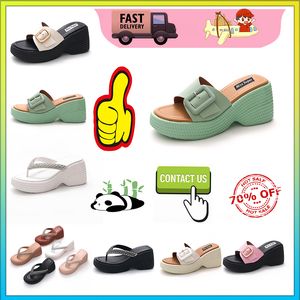 Designer Casual Platform High rise soled PVC slippers man Woman Light weight wear resistant Leather rubber soft soles sandals Flat Summer Beach Slipper