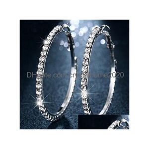 Hoop Huggie Fashion 2/3/4/5/6/7/8/9/10 سم مستديرة أقراط النساء أمي Sier Diamond الزورون الزفاف Hiphop Jwellery Drop Drop