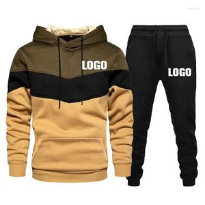 Men's Tracksuits Custom LOGO Tracksuit Brand Patchwork Hoodies And Pants 2 Pieces Set Spring Autumn Jogging Suit Streetwear Male Sportswear