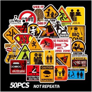 Car Stickers 50Pcs Warning Danger Banning Skateboard Fridge Guitar Laptop Motorcycle Travel Classic Toy Cool Decals Sticker Drop Del Dhaku