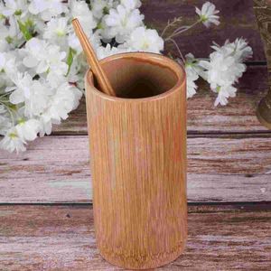 Armazenamento de cozinha 18 cm engrenagem pauzinhos organizador barril talheres bambu segurando rack colher garfo titular