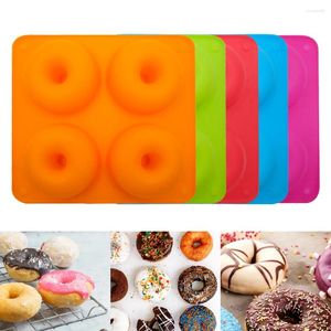 Baking Moulds 4 Holes Donut Mold 3D Silicone Cake Non Stick Bagel Pan Pastry Chocolate Muffins Donuts Maker Kitchen Accessories Tool