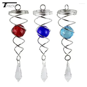 Dekorativa figurer Vindspinnar Chimes Crystal Glass Ball Pendant Roterande Spiral Tail Pendulum Garden Nursery Window Hanging XMS Tree