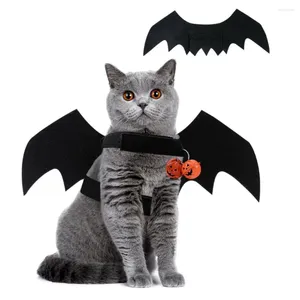 Hundkläder Halloween Pet Clothing Bat Black Wings with Bells Cloth Cat Cosplay Supplies