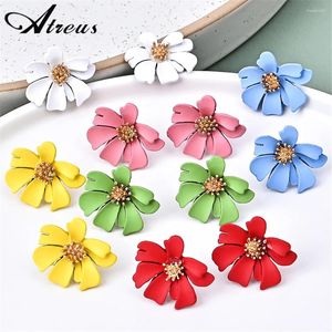 Ohrstecker 2024 Stil Blaue Kamelie Für Frauen Sommer Strand Reise Schmuck Weibliche Metall Sprühfarbe Blume