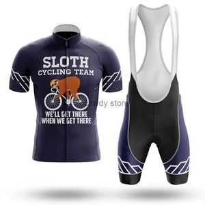 Herrespår Sloth Team Mens Cycling Jersey Set Triathlon Clothing Breatab Mountain Clothes UV Protection Riding Bicyc Suith2421