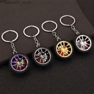 Keychains Lanyards Creative Gear Head Keychain Speed Gearbox Keyring for Car Key Turbo Hub Brake Disc Pendant Shock Absorber Keys Holder Chain Ring Q240201