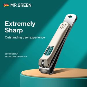 Mr.Green Nail Clippers Rostfritt stål Böjt Blade Clipper Fingernagel S SCISSORS Cutter Manicure Tools Trimmer med nagelfiler 240119