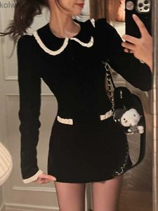 Basic Casual Dresses French Vintage One Piece Dress Women Pocket Elegant Y2k Evening Party Mini Dress Female Korean Style Casual Clothes 2024 Winter YQ240201