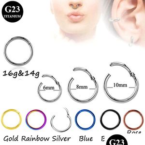 Anéis de nariz Studs Bog 60 pcs G23 segmento articulado anel septo clicker nariz lábio mamilo orelha cartilagem tragus piercing jóias 240127 gota dh9dx