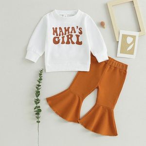 Clothing Sets CitgeeAutumn Toddler Baby Girls Outfit Long Sleeve Letters Print Sweatshirt Elastic Waist Flare Pants Fall Clothes