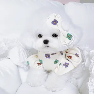 Vestuário para cães 2024 primavera e verão roupas bonito pequeno vestido de flor pet ventilado filhote de cachorro teddy fadou princesa saia xs-xl