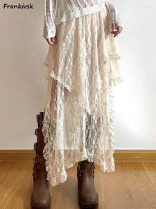 Röcke Asymmetrische Spitze Frauen Sommer Kleidung Weiche Alle-spiel Chic Streetwear Y2k Trendy Koreanischen Stil Lose Damen Party Faldas