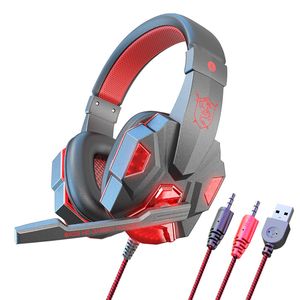 USB-3,5-mm-Schnittstellen-Headset, kabelgebundenes Laptop-Headset, Gaming-Gaming-Headset, Inline-Headset, Shine-Headset, 3D-Surround-Sound-Gaming-Headset mit Einzelhandelsverpackung