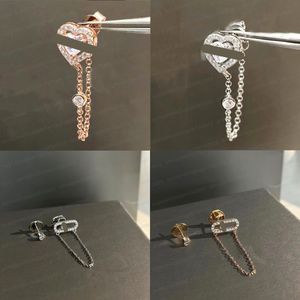 Orecchini a bottone di alta qualità di design Serie Messikas Orecchini asimmetrici scorrevoli con diamante singolo per le donne Regalo di gioielli di San Valentino