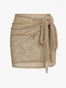 Skirts ZAFUL Sheer Crochet Knit Tie Beach Sarong Style Skirt Resort Wear Concert Outfits 508680301