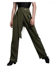 Scene Wear Men's Latin Dance Pants Modern High midja Ribbon Wide Ben Design Cotillion långa byxor