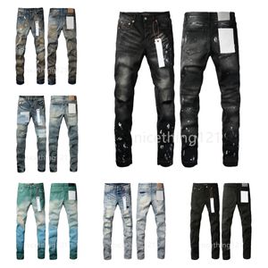 Jeans viola da uomo firmati per pantaloni in denim da uomo Abbigliamento da motociclista slim fit jeans da motociclista strappato retrò di alta qualità