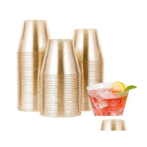 Party Decoration Glitter Plastic Cups Clear Disposable 9oz Wedding Birthday Thanksgiving Party Event Decor Elegant Cup BPA-drop Deliv Dhilg