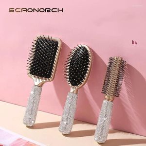 Decorative Figurines Luxury Rhinestone Comb Portable Travel Massage Hair Anti-static Detangling Hairbrush Hairdressing Styling Beauty Tool