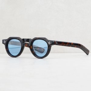 Moda Vintage Sunglass Grosso Sólido Acetato Quadro Estéreo Corte UV400 Lente Polarizada Retro Pequeno Rodada Mulheres Homem Alta Qualidade 240201