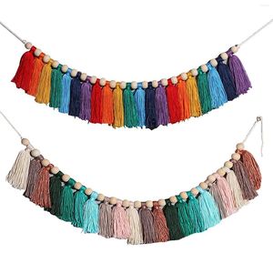 Tapissries Ins Nordic Macrame Rainbow Rope Woven Tassel Wall Hanging Tapestry 10x210cm Ornament Girls Room Nursery Decoration