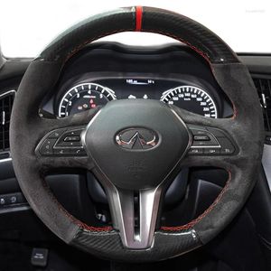 Steering Wheel Covers For Infiniti Q50 2024-2024 Q60 QX50 Customized Non-Slip Hand-Stitched Carbon Fiber Car Cover